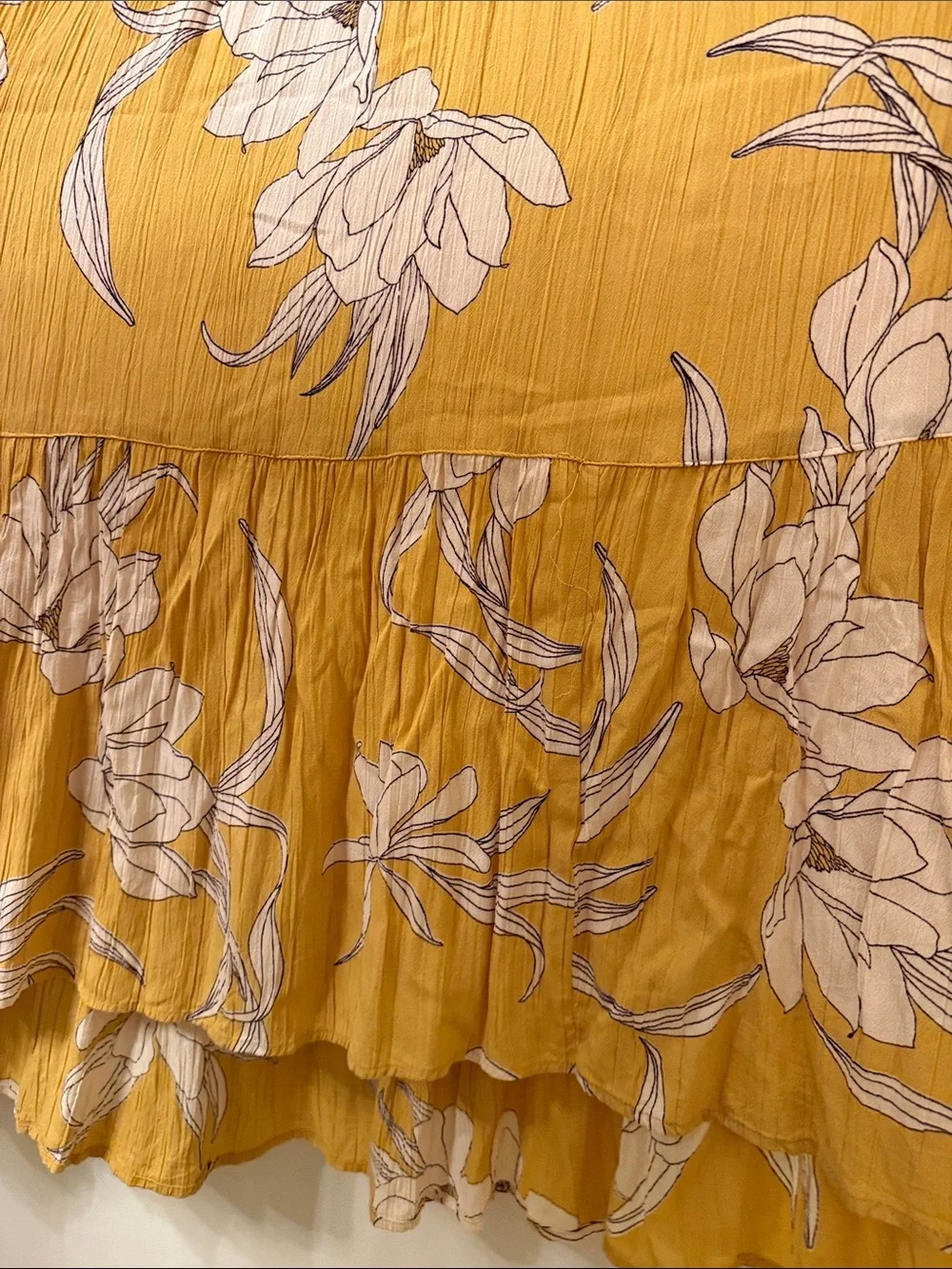Angie Mustard Floral V-Neck Maxi Dress with Spaghetti Straps